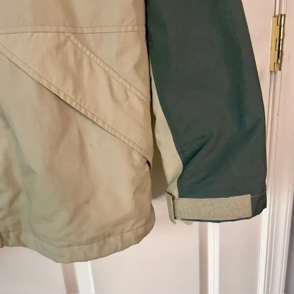 L.L.Bean Mens Large Fleece Lined Outdoor Jacket Green Tan Coat Heritage Outdoor